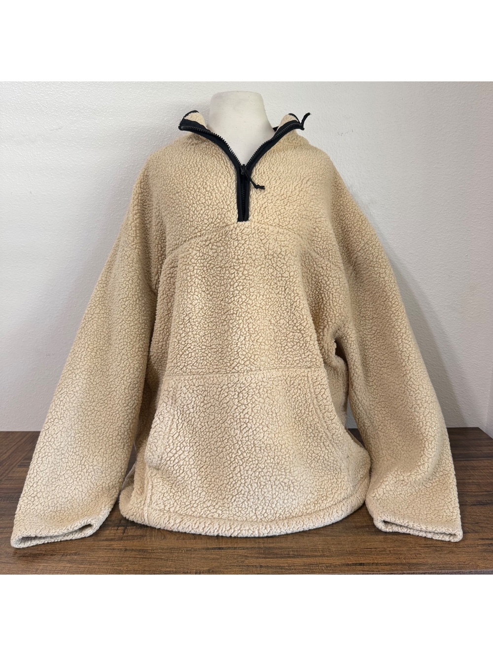 No Boundaries Beige Sherpa Pullover Sweatshirt Size XL